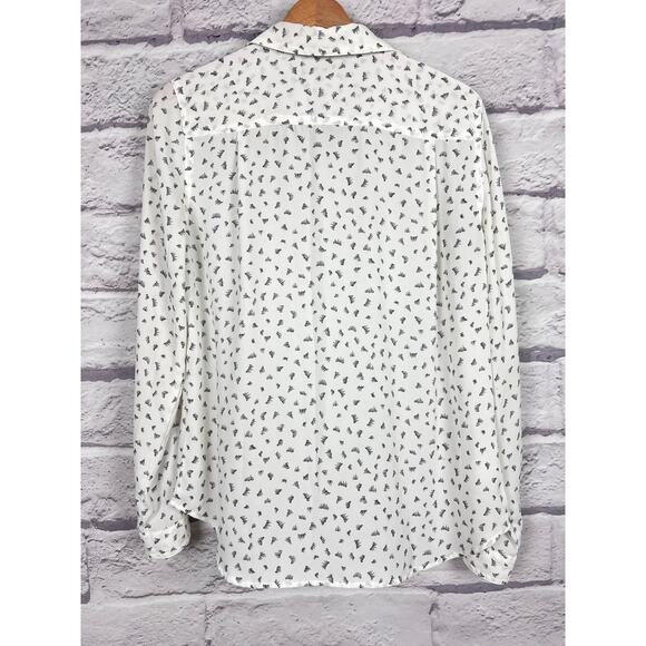 Loft Womens S Minimalist Career Artsy Novelty Preppy Whimsical Eyelash Blouse - Picture 4 of 12